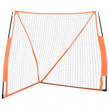 Plasă baseball portabilă portocaliu/negru 183x182x183cm oțel/PE - Img 2