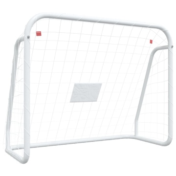 Poartă de fotbal cu plasă, alb, 125x96x60 cm, oțel/poliester - Img 2