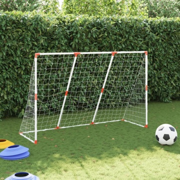 Poartă de fotbal pentru copii cu mingi 2-în-1 alb 184x64x124 cm - Img 3