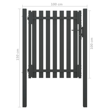 Poartă de gard grădină, antracit, 1 x 1,5 m, oțel - Img 4