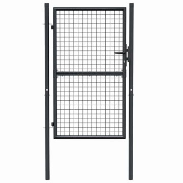 Poartă de grădină din plasă, gri, 100x200 cm, oțel galvanizat - Img 4