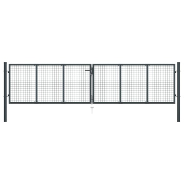 Poartă de grădină din plasă, gri, 400 x 150 cm, oțel galvanizat - Img 1