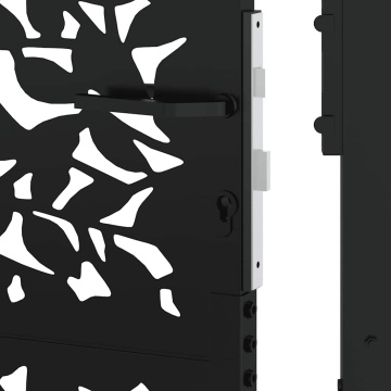 Poarta de gradina neagra 105x130 cm Design cu frunze de otel - Img 7
