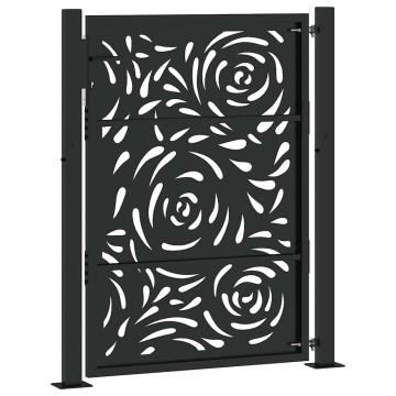 Poarta de gradina neagra 105x130 cm design flacara din otel - Img 5