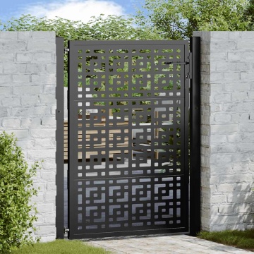 Poartă de grădină neagră 105x130 cm Design în cruce de oțel - Img 1