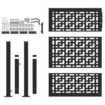 Poartă de grădină neagră 105x130 cm Design în cruce de oțel - Img 4