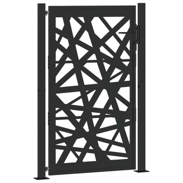 Poarta de gradina neagra 105x155 cm Design cu lumina din otel - Img 5