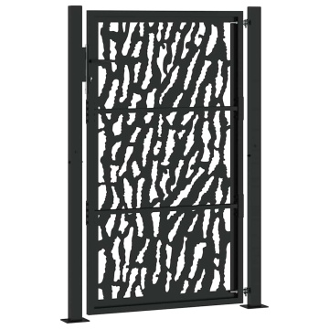Poartă de grădină neagră 105x155 cm Design cu urme de oțel - Img 5