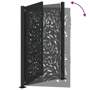 Poarta de gradina neagra 105x155 cm design flacara din otel - Img 6