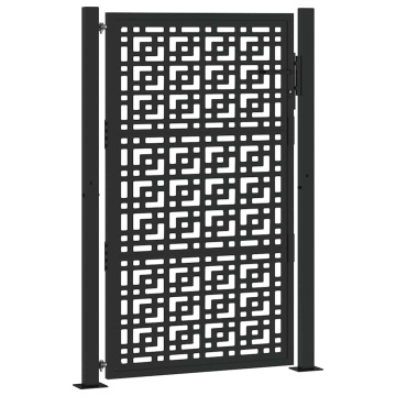 Poartă de grădină neagră 105x155 cm Design în cruce de oțel - Img 2