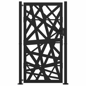 Poarta de gradina neagra 105x180 cm Design cu lumina din otel - Img 3