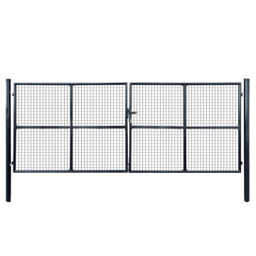 Poartă din plasă grădină, oțel galvanizat, 400 x 150 cm, gri - Img 1