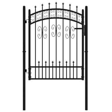 Poartă gard cu vârf negru 103x175 cm oțel vopsit electrostatic - Img 2