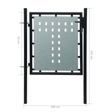 Poartă pentru gard simplă, negru, 100 x 125 cm - Img 9