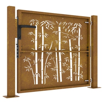 Poartă pentru grădină, 105x105 cm, oțel corten, model bambus - Img 5