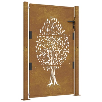 Poartă pentru grădină, 105x130 cm, oțel corten, model copac - Img 2