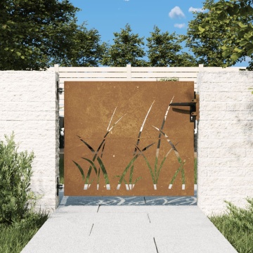 Poartă pentru grădină, 85x100 cm, oțel corten, model iarbă - Img 1