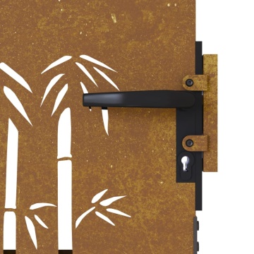 Poartă pentru grădină, 85x125 cm, oțel corten, model bambus - Img 6