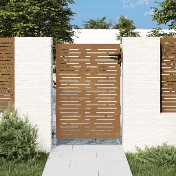 Poartă pentru grădină, 85x150 cm, oțel corten, dreptunghiuri - Img 1