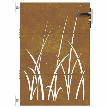 Poartă pentru grădină, 85x150 cm, oțel corten, model iarbă - Img 4