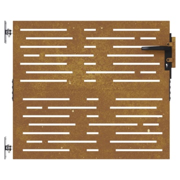 Poartă pentru grădină, 85x75 cm, oțel corten, dreptunghiuri - Img 4