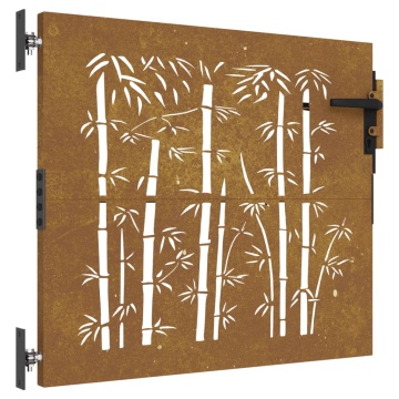 Poartă pentru grădină, 85x75 cm, oțel corten, model bambus - Img 2