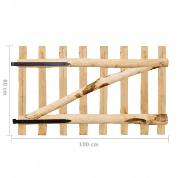 Poartă simplă pentru gard, lemn de alun, 100 x 60 cm - Img 5