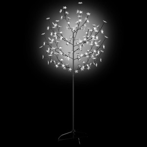 Pom Crăciun, 120 LED-uri alb rece, flori de cireș, 150 cm - Img 4
