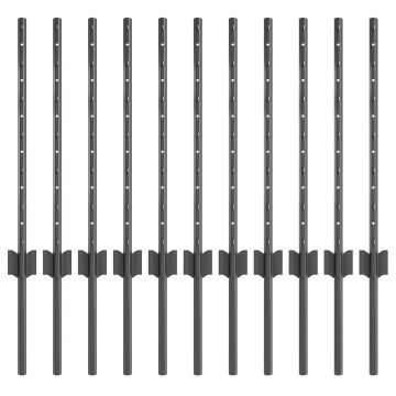 Posts-uri Gard 11 buc U-Channel Gri 60 cm Oțel - Img 2