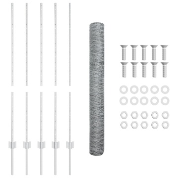 Posturi de gard 10 buc Canale U 120 cm Oțel galvanizat, Gard hexagonal 1.2x10 m Oțel galvanizat - Img 4