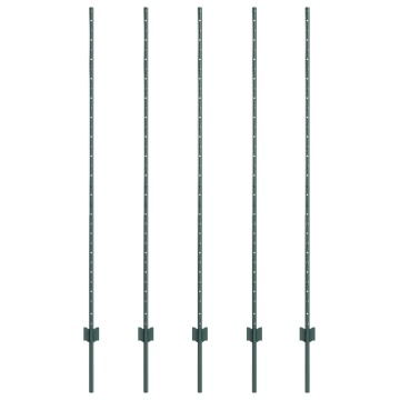 Posturi pentru Gard 5 buc U-Channel Verde 160 cm Oțel - Img 2