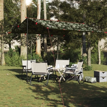 Prelată de camping, camuflaj, 306x306 cm, impermeabilă - Img 3