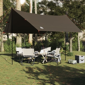 Prelată de camping, maro, 462x306x211 cm, impermeabilă - Img 3