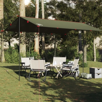 Prelată de camping, verde măsliniu, 406x306 cm, impermeabilă - Img 3