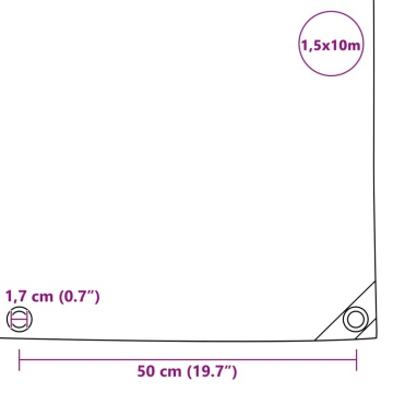 Prelată, negru, 1,5x10 m, 650 g/m² - Img 5