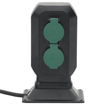 Priză de exterior cu țăruș și 2 căi, negru/verde, 15,5x11x24 cm - Img 2