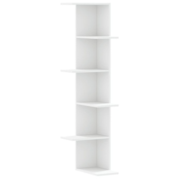 Raft colțar perete alb 36,5x36,5x140 cm lemn prelucrat - Img 2