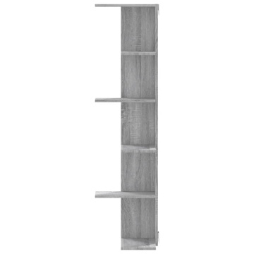 Raft colțar perete gri sonoma 36,5x36,5x140cm lemn prelucrat - Img 4