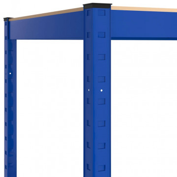 Raft de colț cu 5 niveluri, albastru, oțel și lemn prelucrat - Img 6