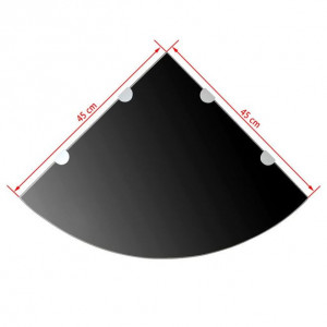 Raft de colț cu suporți de crom, sticlă, 45 x 45 cm, negru - Img 5