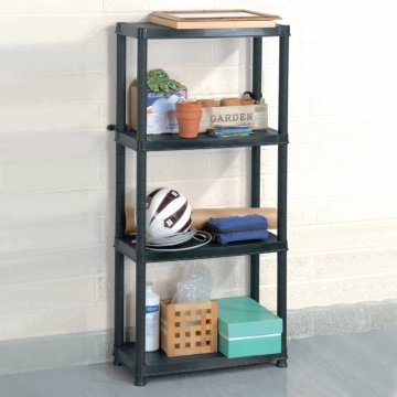 Raft de depozitare cu 4 polițe, negru, 61x30,5x130 cm, plastic - Img 1