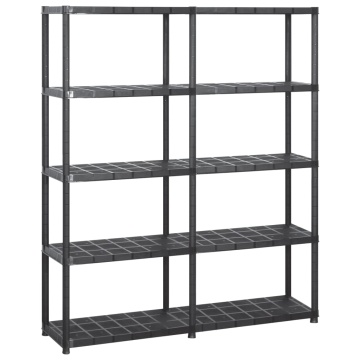 Raft de depozitare cu 5 polițe, negru, 142x38x170 cm, plastic - Img 1