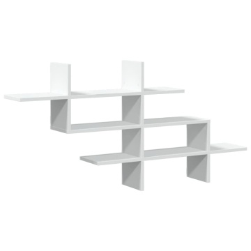 Raft de perete, alb, 124,5x18x60,5 cm, lemn prelucrat - Img 2
