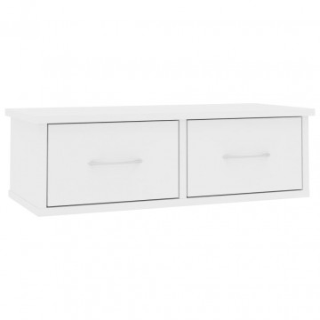 Raft de perete cu sertar, alb, 60x26x18,5 cm, PAL - Img 2