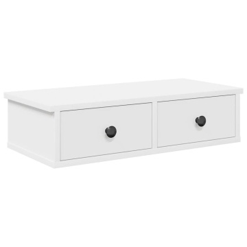 Raft de perete cu sertare, alb, 60x25x15 cm, lemn prelucrat - Img 2
