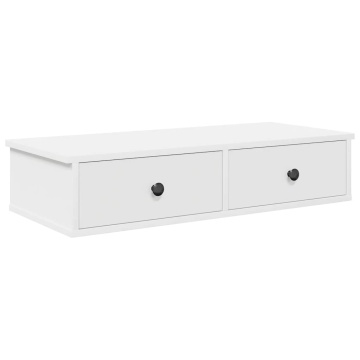 Raft de perete cu sertare, alb, 80x31x17 cm, lemn prelucrat - Img 2