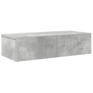 Raft de perete cu sertare Gri beton 60x26,5x15cm Lemn prelucrat - Img 2
