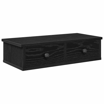 Raft de perete cu sertare negru 60x25x15 cm lemn prelucrat - Img 2