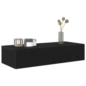 Raft de perete cu sertare negru 80x33x17 cm lemn prelucrat - Img 3