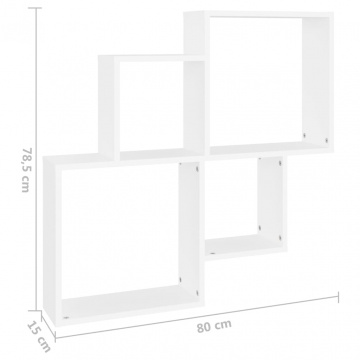 Raft de perete cub, alb, 80x15x78,5 cm PAL - Img 5